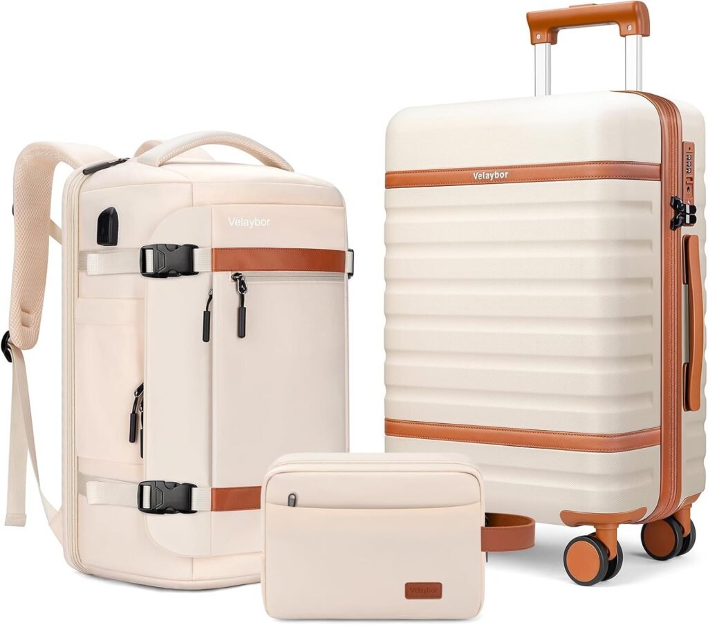 white luggage set